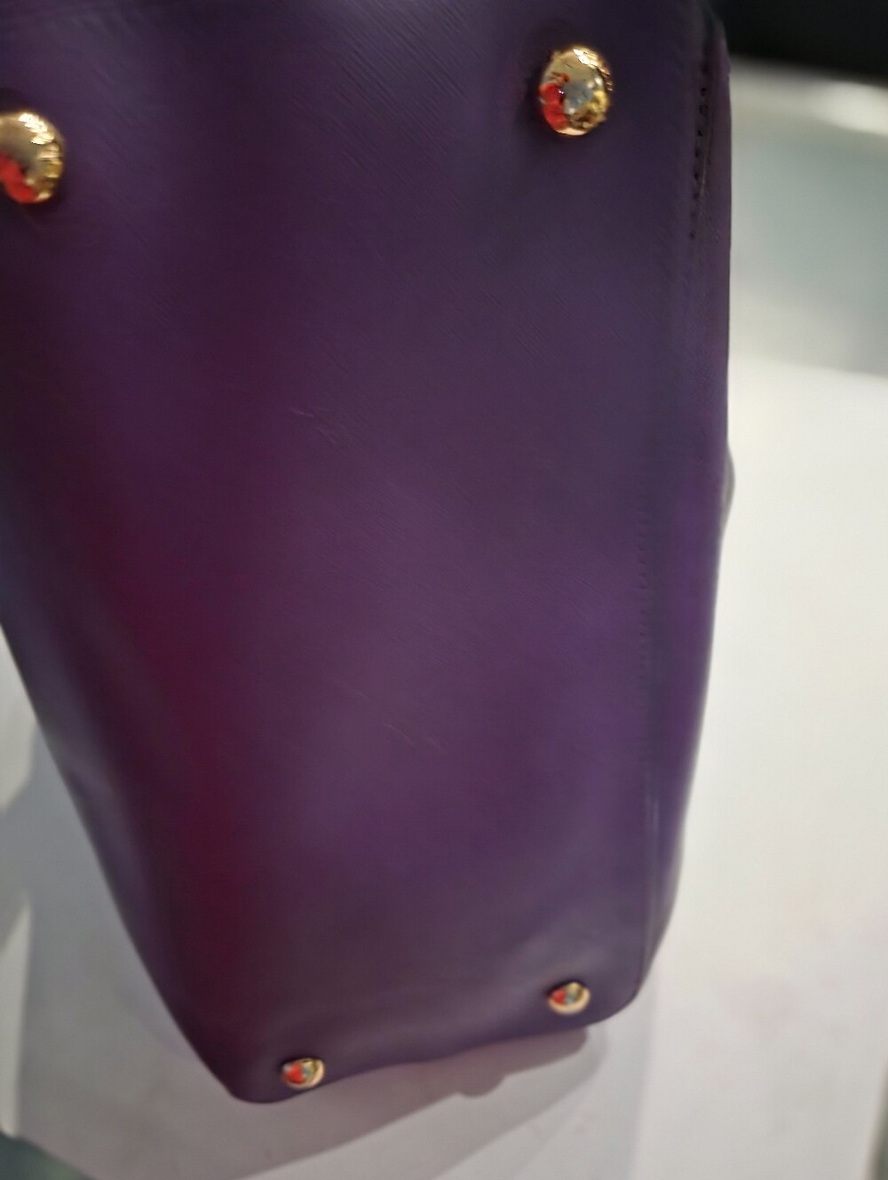 New Michael Kors Large Purple Leather Tote with Polka-Dot Scarf Accent - Picture 4 of 6